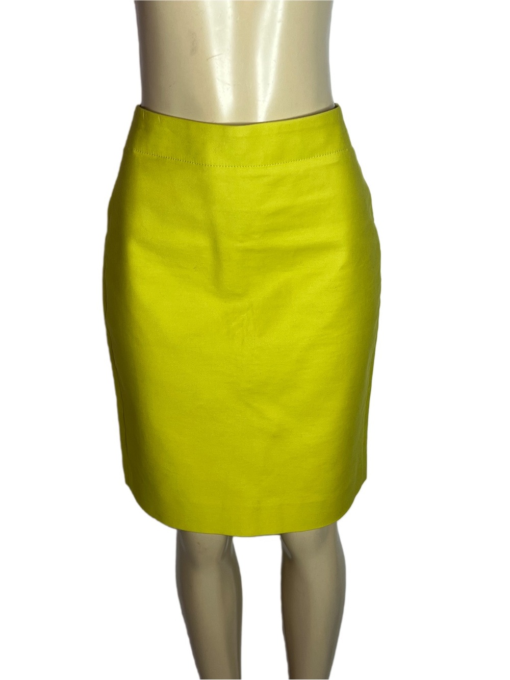 J.CREW NO. 2 PENCIL CHARTREUSE YELLOW STRETCH COTTON SKIRT